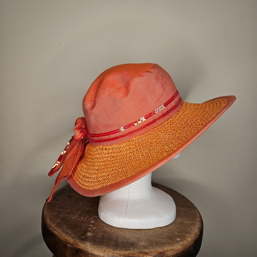 Sun & Sand Peach Sun Hat W/Sequin Bow